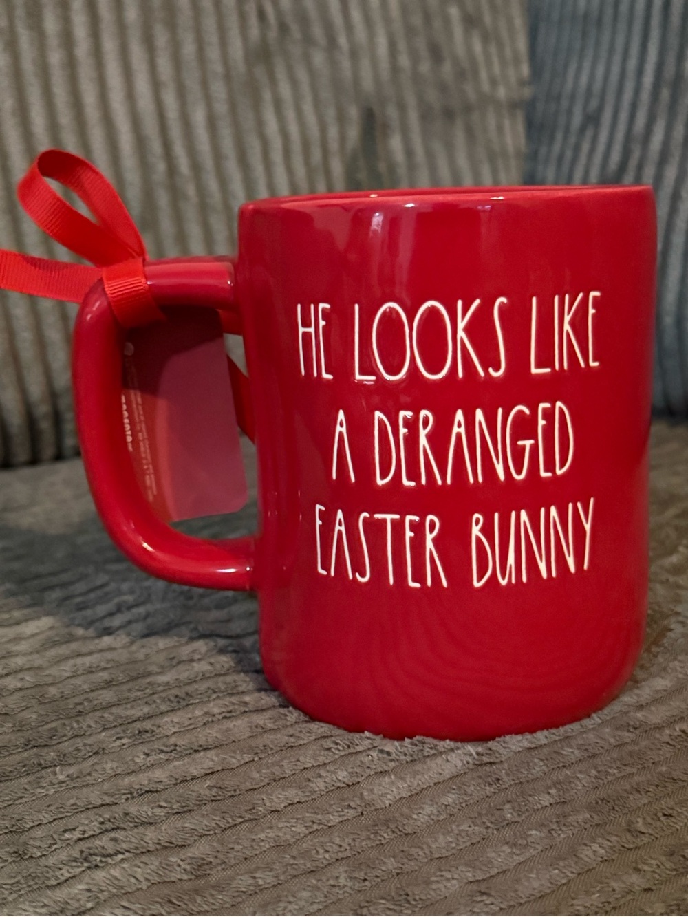 Rae Dunn ✨ A Christmas Story Red Ceramic Novelty Mug DERANGED EASTER BUNNY NWT